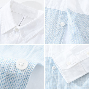 <span class=keywords><strong>Camicia</strong></span> da <span class=keywords><strong>Uomo</strong></span> 100% Lino con Blocchi di Colore e Patchwork, Colletto Rovesciato, Vestibilità Ampia, Traspirante, Casual, per Uso Quotidiano, Personalizzabile con Logo OEM ODM - Product Image 4