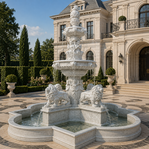 Fuente de Jardín para Exteriores con Esculturas de Figuras Clásicas y Fuente de Agua para Plaza, en Mármol Blanco - Product Image 1
