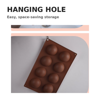 Moule en silicone personnalisé à 6, 15 ou 24 cavités demi-sphères, pour chocolat, bonbons, gelée, pudding, gâteau, qualité alimentaire, antiadhésif