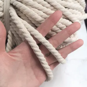 Groothandel 100% Natuurlijk Katoen Witte Macrame Koord Twisted Cord Voor Muur Decoratieve Diy Handgemaakte Gevlochten Touw