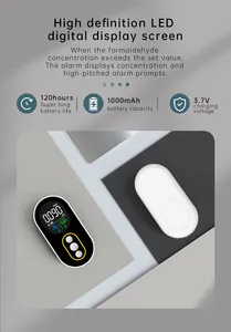 Detector de formaldehído con temperatura y humedad, detector de calidad del aire para el hogar, medidor de gas nocivo, 1, 2, 2