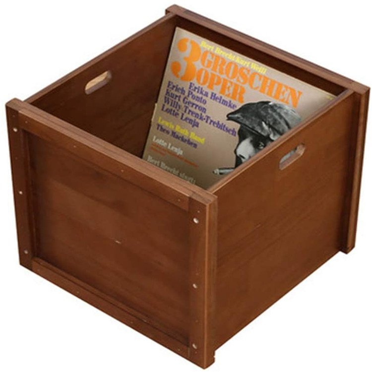 Record Storage Box Vintage Wooden Vinyl Record Organizer Home Storage Box CD Case Holds Over 50 Albums