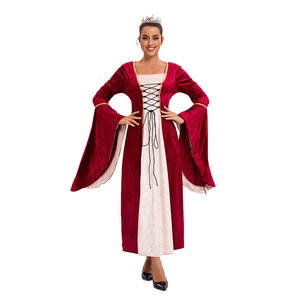 Women's Medieval <b>Velvet</b> <b>Dress</b> <b>Plus</b> <b>Size</b> S-5XL Retro Flared Sleeve Stage Performance Costume European American Style - Product Image 3