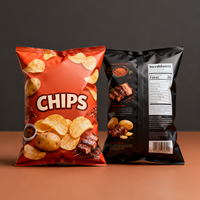 Sacs d'emballage personnalisés en plastique laminé imprimé, thermoscellables, à scellage arrière, pour aliments soufflés, sacs d'emballage pour chips de pommes de terre