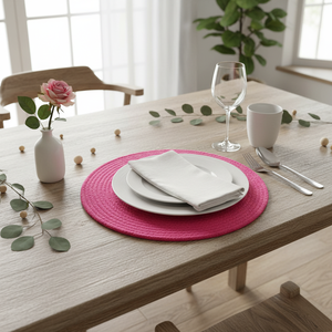Eco-Friendly Jute Pink Braided <b>Round</b> <b>Placemats</b> 13 Inch Modern Style for Home Wedding or Banquet Use - Product Image 3