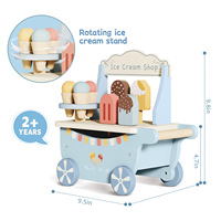 Jouet de cuisine en bois pour enfants, boutique de crème glacée en bois, jeu d'apprentissage, chariot, jeu de rôle, jouet d'imitation, éducation précoce