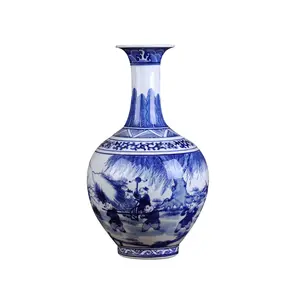 Vaso di fiori in porcellana blu e bianca dipinto a mano cinese vaso di decorazione per la casa in ceramica jingdezhen decorazioni per la casa ceramiche personalizzate