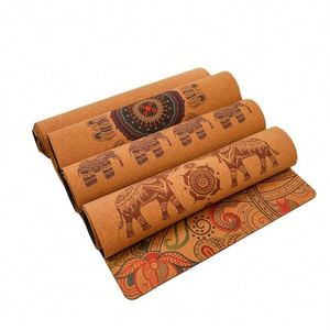 Tapete de Yoga de Corcho y Caucho Natural con Impresión a Color para Uso Doméstico, 4/5 mm de Grosor, 183 cm x 66 cm, Ecológico - Product Image 1