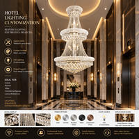 Lustre en cristal K9 style Grand Empire, luminaire suspendu de luxe en forme de grande pyramide pour l'éclairage des espaces à plafond haut d'hôtel