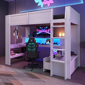 Lit superposé moderne et stylé pour chambre d'enfant, design en bois, lit mezzanine avec table de jeu pour garçons, mobilier de salle de jeux tendance pour enfants SRB - Product Image 3