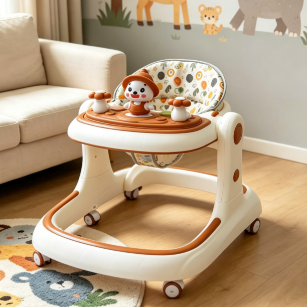 2026 Music Adjustable Height Baby Walker Assistant Around We Go Baby Walker with Wheels and Seat Baby Walker With Handle Bar