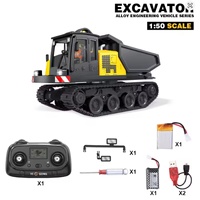 Mini Excavadora Metálica 970 a Escala 1/50, Modelo de Simulación RC Listo para Usar, Cable USB, Luz y Sonido, Control Remoto de 25-30m, Volcador Profesional