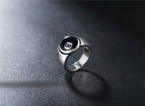 New Personalized Design Hot Selling Men's Titanium Steel Delicate <strong>Ring</strong> Billiard <strong>8</strong> Blank <strong>Ball</strong> Classic <strong>Ring</strong> Wholesale - Product Image 4