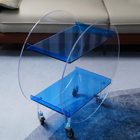 Chariot de service mobile circulaire pour mini-bar et cuisine, station à liqueurs et café en acrylique, outils de nettoyage modernes sur pied, vaisselle