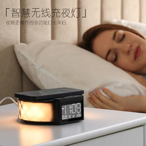 Réveil numérique de table pour la maison avec contrôle Wifi, lampe de chevet LED RGB, lampe de table, chargeur sans fil - Product Image 3