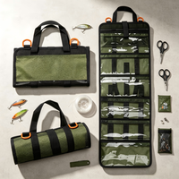 Sac de rangement portable en polyester pour leurres de pêche, pochette en filet pour appâts, organisateur de leurres artificiels pour la pêche en mer, logo personnalisé