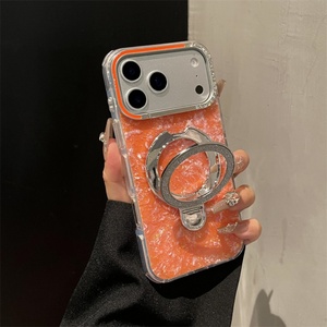 Funda Magnética con Purpurina para Teléfono Móvil iPhone 17 Air 16 15 Pro Max, Soporte con Lente de Diamante, Cubierta Trasera de PC TPU IMD - Product Image 1