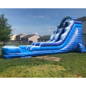 Thương mại lớn PVC Inflatable nước duy nhất làn đường trượt Inflatable tảng băng trôi màu xanh ướt trượt với hồ bơi để giải trí - Product Image 1