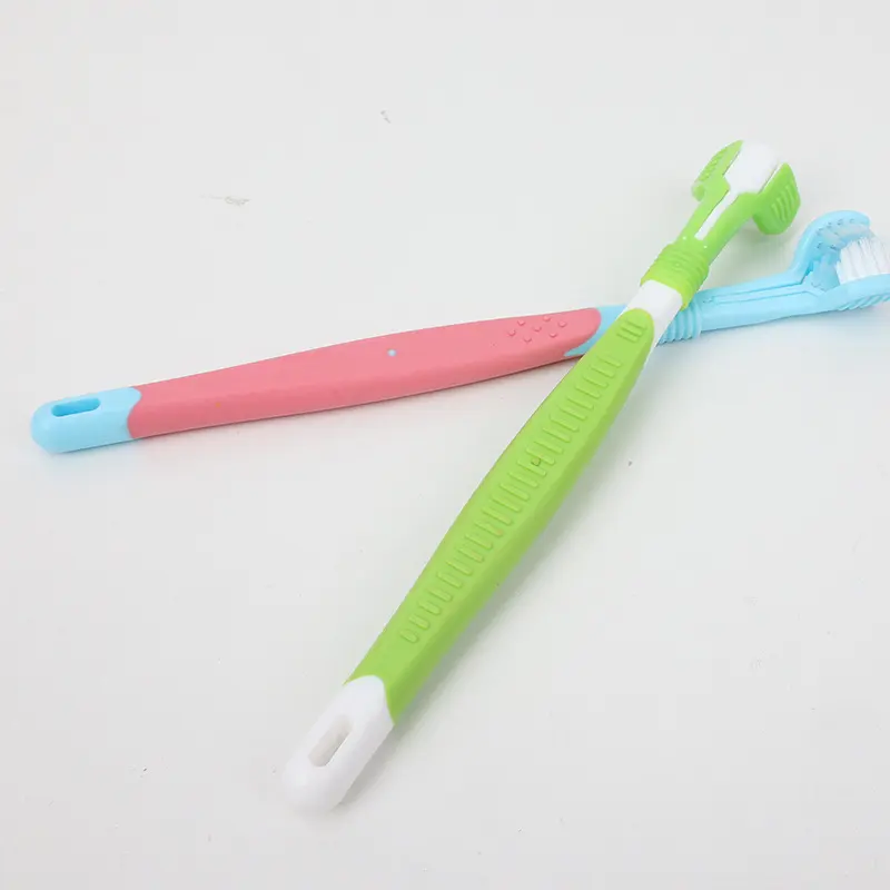 Durable Non-slip Customized Pet Toothbrush Dog Three-Head Toothbrush Pet Mouth Cleaning