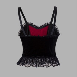 Cross-border Dark Gothic Velvet Lace-up Corset-Halloween Lace <b>Patchwork</b> Sling Tank <b>Top</b> Breathable Bustier Short 2205 Wholesale - Product Image 3