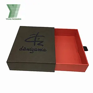 Luxury personalised black foil logo textured paper box clothing packaging men's t-shirt sliding drawer box for retail