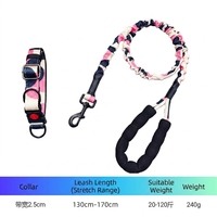Laisse de chien classique en nylon rétractable, élastique et absorbant les chocs, laisse solide avec collier pour chiens de taille moyenne