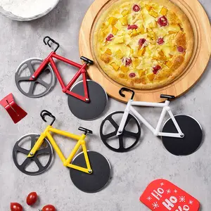 Fahrrad form Pizza Schneide messer Edelstahl Pizza geschnitten kreative Doppel rad Messer Kuchen Separator Pizza Messer