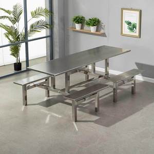 Stainless Steel School <strong>Cafeteria</strong> &amp; Restaurant Dining Table and Chair Set Foldable Multi-Person Seating for Fast-Service Stores - Product Image 1