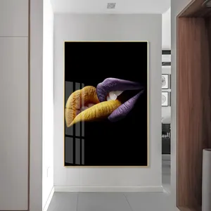 Gold Sexy Lips Art Modern Wall Art Nude Luxury Painting For Home Decor Picture Print Canvas And Poster Girl