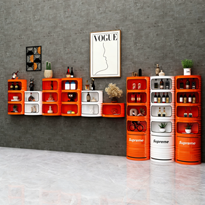 Meuble de rangement mural moderne industriel pour <span class=keywords><strong>restaurant</strong></span> et hôtel, avec porte-bouteilles extérieur en fer robuste - Product Image 3