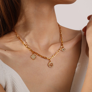 จี้คริสตัลชุบทองสไตล์ยุโรปอเมริกันรูปทรงผสมผสานสำหรับทำสร้อยคอ DIY อุปกรณ์ตกแต่งเครื่องประดับสแตนเลส - Product Image 4