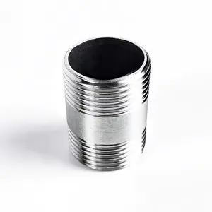 FREE SAMPLE Sanitary 201 304 Stainless Steel Male Thread Pipe Fittings Sockets Double Male Round Thread Pipe Nipple