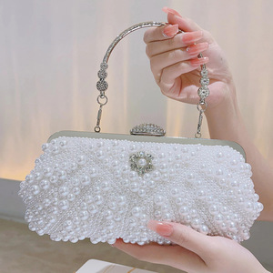 Fashion Top Handle Rhinestone Shoulder <b>Bag</b> Handbag Lady Round Pearl Evening <b>Bag</b> Shiny <b>Glitter</b> Beaded Clutch Purse for Party - Product Image 3