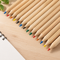 Ensemble de crayons de couleur de poche, 6 pièces, 88 mm, bois naturel, pré-affûtés, fourniture en vrac, emballage cadeau, crayons de couleur miniatures pour le dessin et le coloriage en voyage