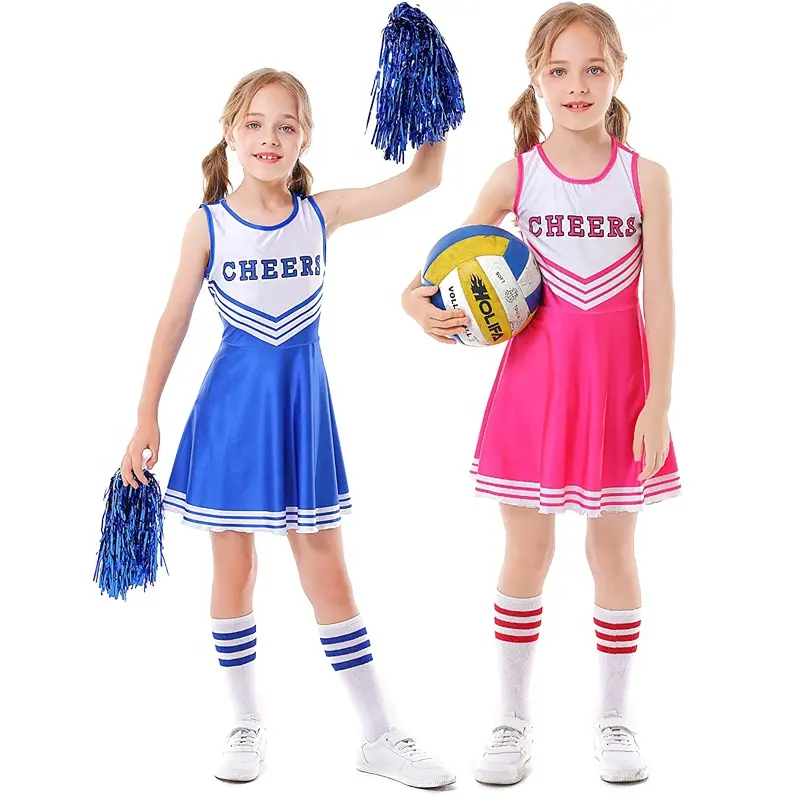 Enfants Cheerleading Uniformes Rose Enfant Cheerleader Costume Enfants Uniformes Chère Fantaisie Robe De Danse Tenues