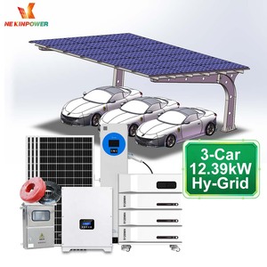 Système de carport solaire commercial pour 3 voitures, 12,39 kW, hybride hors réseau, batterie 14 kWh - Product Image 2