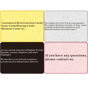 Cartas de jogo de cartas personalizadas, cartas de jogo de cartas japonesas da frança, versão em inglês, douradas, de metal, para negócios