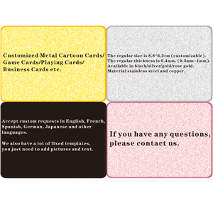 Custom Japanese France Germany English Version Gold Metal Business Cartoon Cards New Trading Playing Cards Game Cards