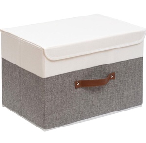 Hot Selling Simple Cotton Linen Splicing Foldable <b>Storage</b> <b>Box</b> Classic Rectangle Household Clothing Washable Easy Use 15L - Product Image 1