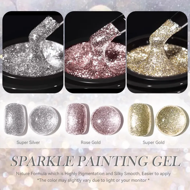 BORN PRETTY Eigenmarke Nagel Diamantgel super glänzend dick glitter glitzer Nagellack super golden blinkendes Gemälde Gel