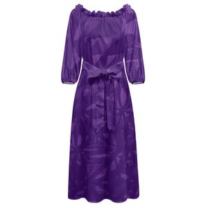 Abito da sera viola elegante di alta qualità con stampa Tie-dye modello tribale polinesiano abito <span class=keywords><strong>monospalla</strong></span> a maniche lunghe da donna - Product Image 1