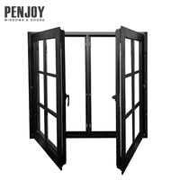 Ventana Abatible de Aluminio con Rotura de Puente Térmico, Triple Acristalamiento, Vidrio Templado, con Patrón de Rejilla y Aislamiento Térmico