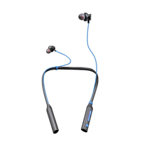 Earphone Stereo Bass Nirkabel dengan Klip Kabel yang Dapat Disesuaikan, Headset Neckband BT, Earphone Boat