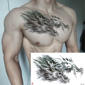 Grandes tatouages temporaires sous la <span class=keywords><strong>poitrine</strong></span> pour adultes, motifs fleurs roses sexy, tatouages ventre, faux tatouages <span class=keywords><strong>poitrine</strong></span> pour femmes - Product Image 1
