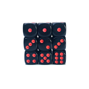 Nhà máy 6 mặt Acrylic DICE 16mm rắn màu đen với Red Dot Vòng góc thiết kế cho Poker & chơi game - Product Image 6