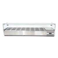 Comptoir de préparation de salades réfrigérées commercial de 180 cm, station de garnitures réfrigérée de comptoir avec positions pour bacs GN 1/9 pour restaurant