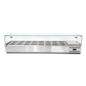 Comptoir de préparation de salades réfrigérées commercial de 180 cm, station de garnitures réfrigérée de comptoir avec positions pour bacs GN 1/9 pour restaurant - Product Image 2