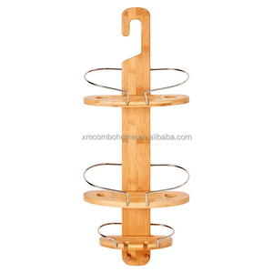 Combohome Bamboo Shower <span class=keywords><strong>Caddy</strong></span> Estante Bamboo Metal Montado en la pared Colgando Baño Ducha <span class=keywords><strong>Caddy</strong></span> - Product Image 3