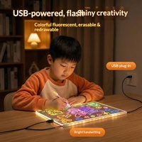 Tableau de dessin LED en acrylique pour enfants, rechargeable, lumineux, effaçable, tablette artistique DIY pour cadeau de Noël ou d'anniversaire