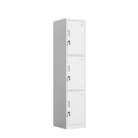 Casier vertical en acier à 3 niveaux, armoire de rangement métallique à 3 portes avec serrure, casier étroit pour personnel de salle de sport, pour usage scolaire ou de bureau